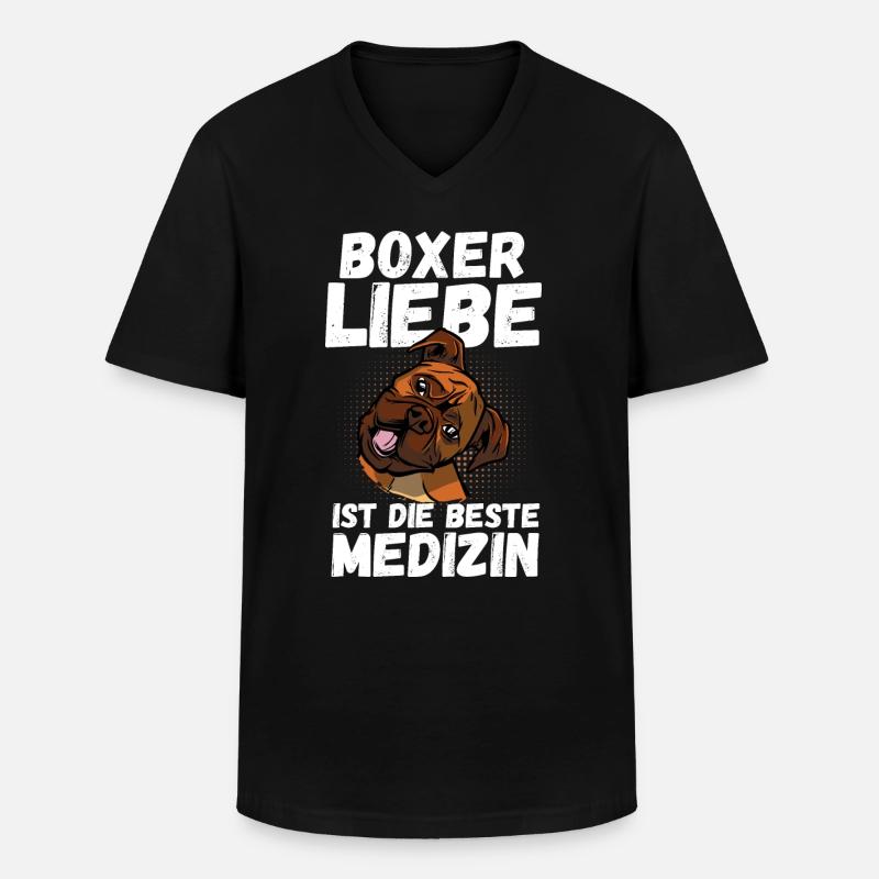 Hund Deutscher Boxer - Männer-T-Shirt mit V-Ausschnitt - Schwarz