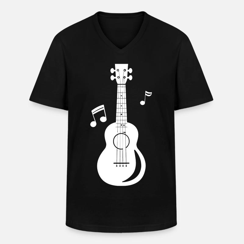 Ukulele Grafik - Männer-T-Shirt mit V-Ausschnitt - Schwarz