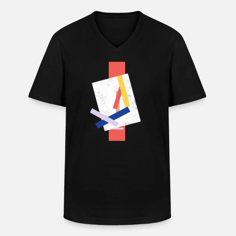 Abstrakte Farbblock Muster verzerrtes Gesicht - Männer-T-Shirt mit V-Ausschnitt - Schwarz