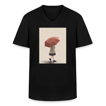Rainy Childcare - Men's V-Neck T-Shirt - black - Front - AI Model Male 178 dark (178cm)