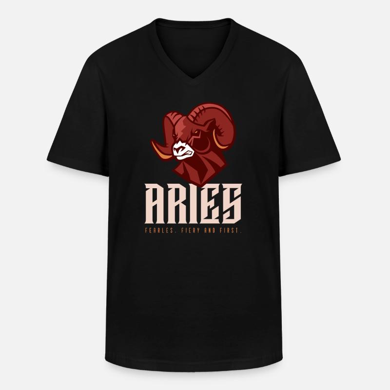 Widder - Männer-T-Shirt mit V-Ausschnitt - Schwarz