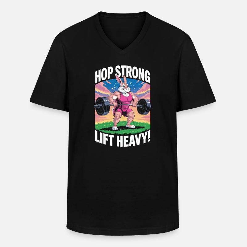 Spring stark. Hebe schwer - Männer-T-Shirt mit V-Ausschnitt - Schwarz