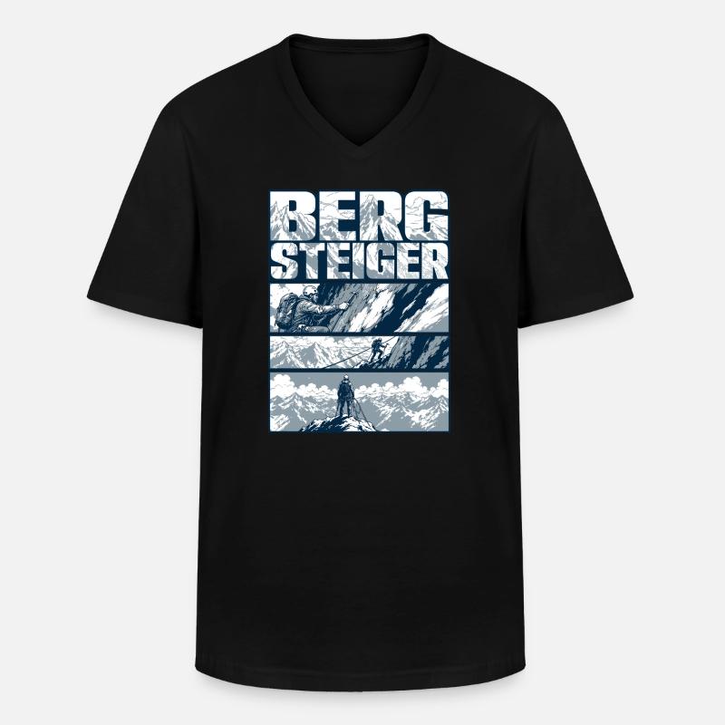 Bergsteiger Gipfelsturm Retro - Männer-T-Shirt mit V-Ausschnitt - Schwarz