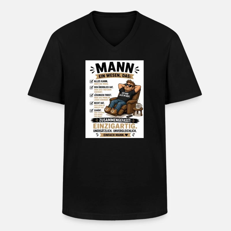 Mann: Einzigartig, unverwechselbar - Männer-T-Shirt mit V-Ausschnitt - Schwarz