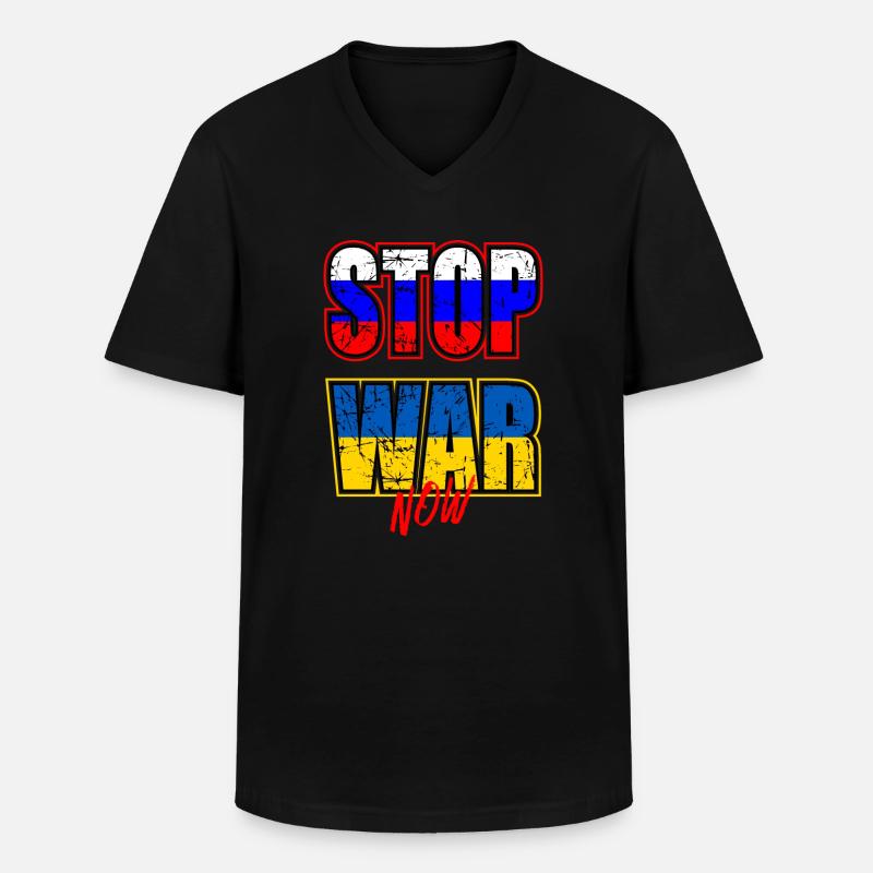 Stop War Now - Männer-T-Shirt mit V-Ausschnitt - Schwarz