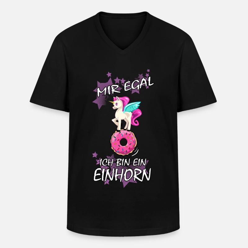 Einhorn : Mir egal ich bin ein Einhorn - Männer-T-Shirt mit V-Ausschnitt - Schwarz