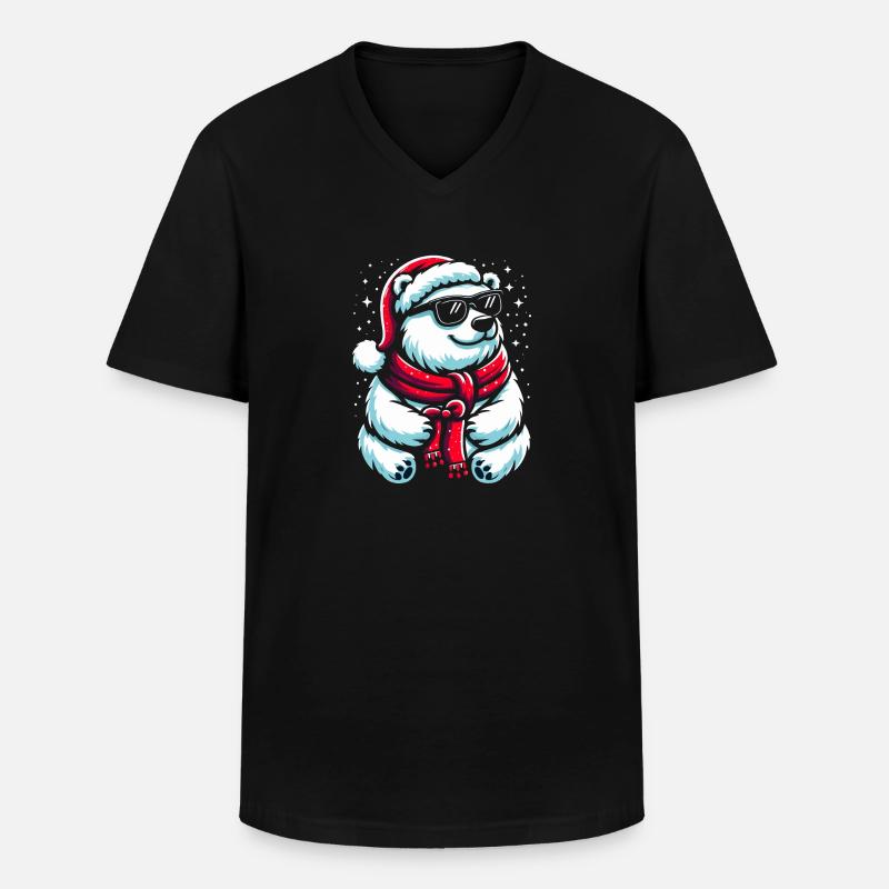 Weihnachten Cooler Eisbär - Männer-T-Shirt mit V-Ausschnitt - Schwarz