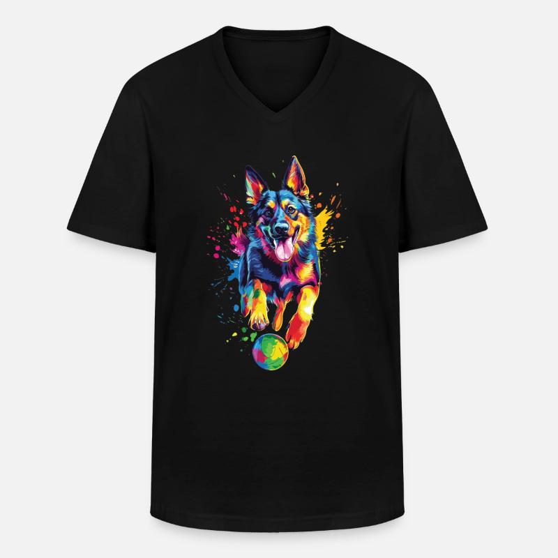 Deutscher Schäferhund - Männer-T-Shirt mit V-Ausschnitt - Schwarz