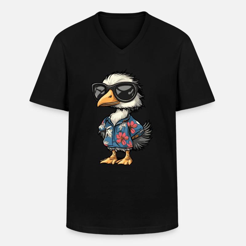 Strauß Comic Lustig Sommer - Männer-T-Shirt mit V-Ausschnitt - Schwarz