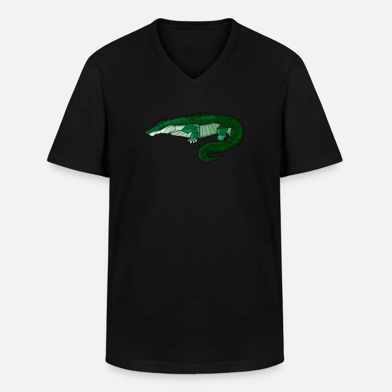 Geometrisch Krokodil Alligator - Männer-T-Shirt mit V-Ausschnitt - Schwarz