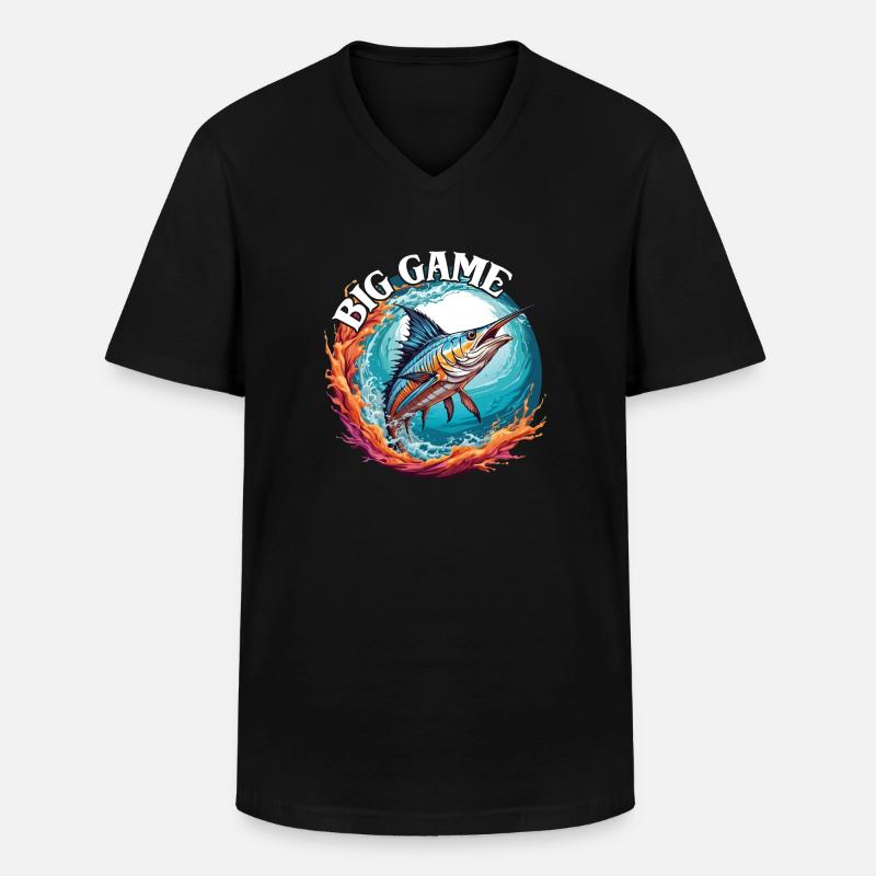 Springender Marlin Hochseefischen Tiefseefischen - Männer-T-Shirt mit V-Ausschnitt - Schwarz