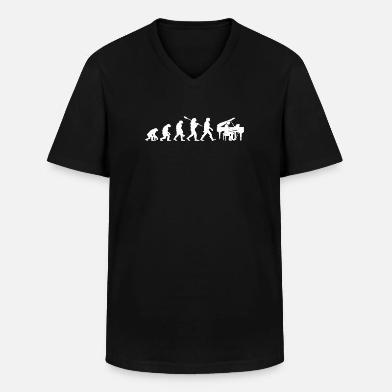Evolution Pianist - Männer-T-Shirt mit V-Ausschnitt - Schwarz