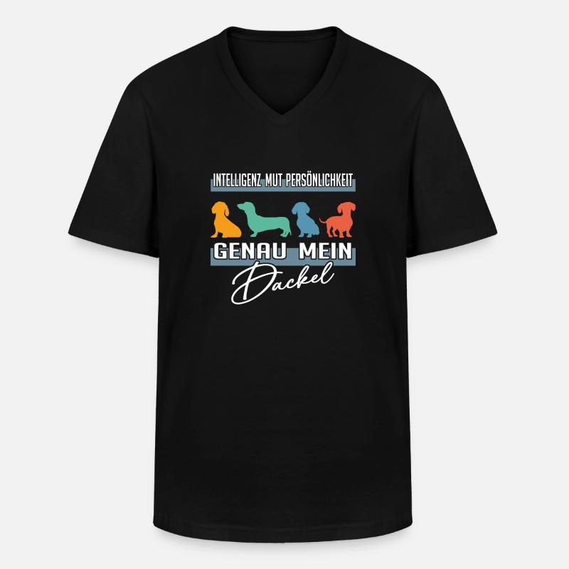 Intelligenz Mut Persönlichkeit - mein Dackel - Männer-T-Shirt mit V-Ausschnitt - Schwarz