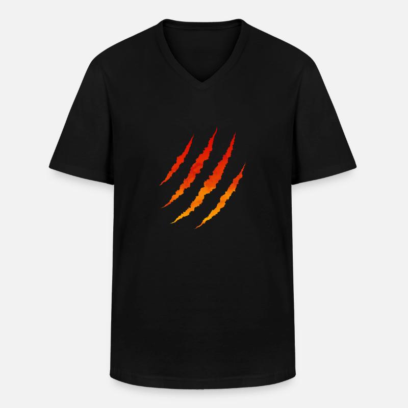 Fire scratches - Men's V-Neck T-Shirt - black