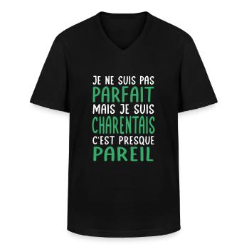 Je ne suis pas parfait mais je suis Charentais - T-shirt col V Homme - noir - Devant - AI Model Male 178 dark (178cm)