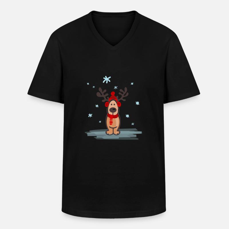 Weihnachten - Elch - Männer-T-Shirt mit V-Ausschnitt - Schwarz