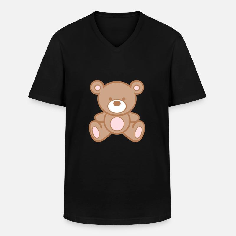 Teddy Bär - Comic Teddybär - Männer-T-Shirt mit V-Ausschnitt - Schwarz