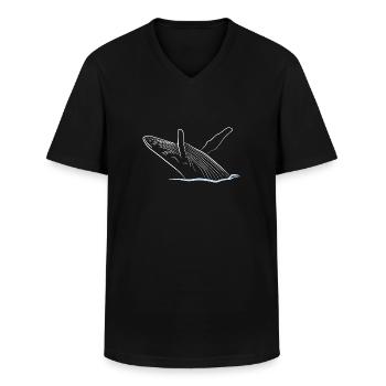 whale - Men's V-Neck T-Shirt - black - Front - AI Model Male 178 dark (178cm)