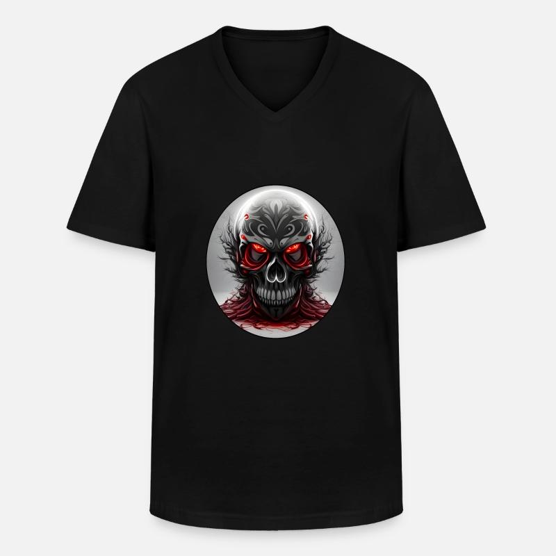 Darkside Design - Schädel Kunst 2 - Männer-T-Shirt mit V-Ausschnitt - Schwarz