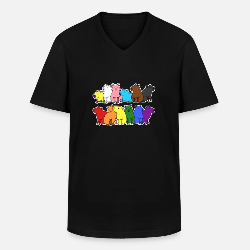 Fierté Progrès Flag Capybara Egalité - T-shirt col V Homme - noir