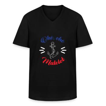 Ohé Ohé Matelot - T-shirt col V Homme - noir - Devant - AI Model Male 178 dark (178cm)