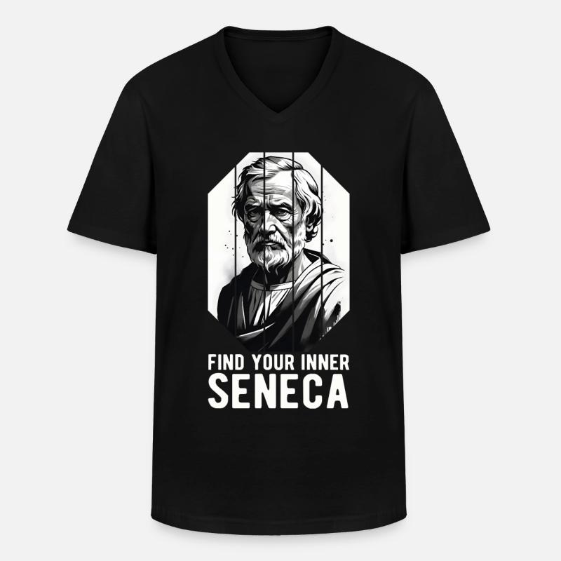 Seneca Stoicism Stoic Philosopher - Men's V-Neck T-Shirt - black