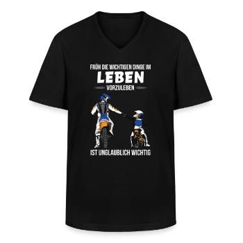 Motorrad Papa Sohn Motorräder Motorradfahren Bike - Männer-T-Shirt mit V-Ausschnitt - Schwarz - Vorne - AI Model Male 178 dark (178cm)