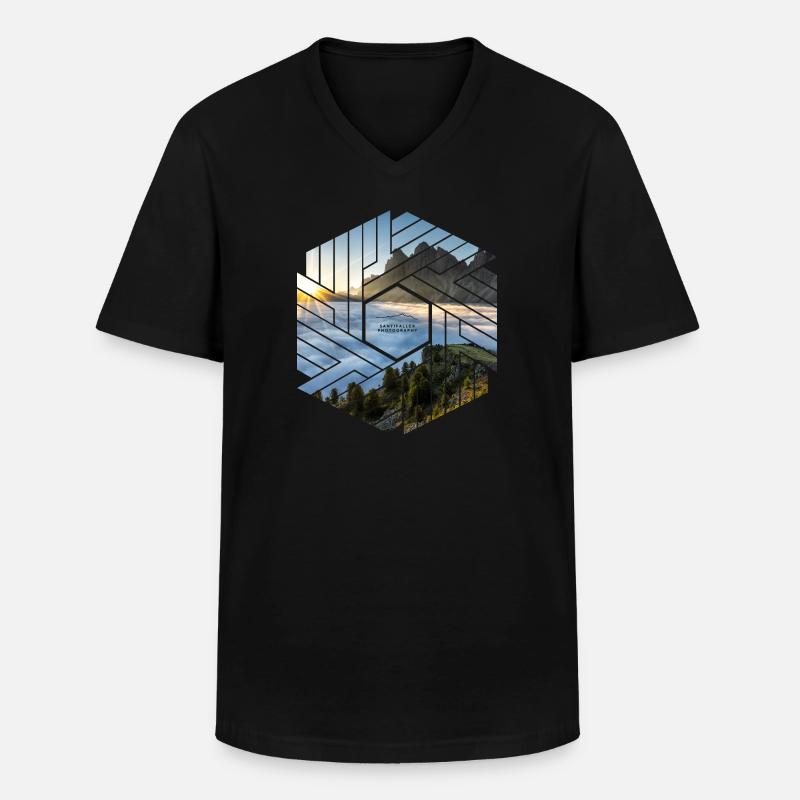 Dolomiten Berglandschaft Grafikdesign - Männer-T-Shirt mit V-Ausschnitt - Schwarz
