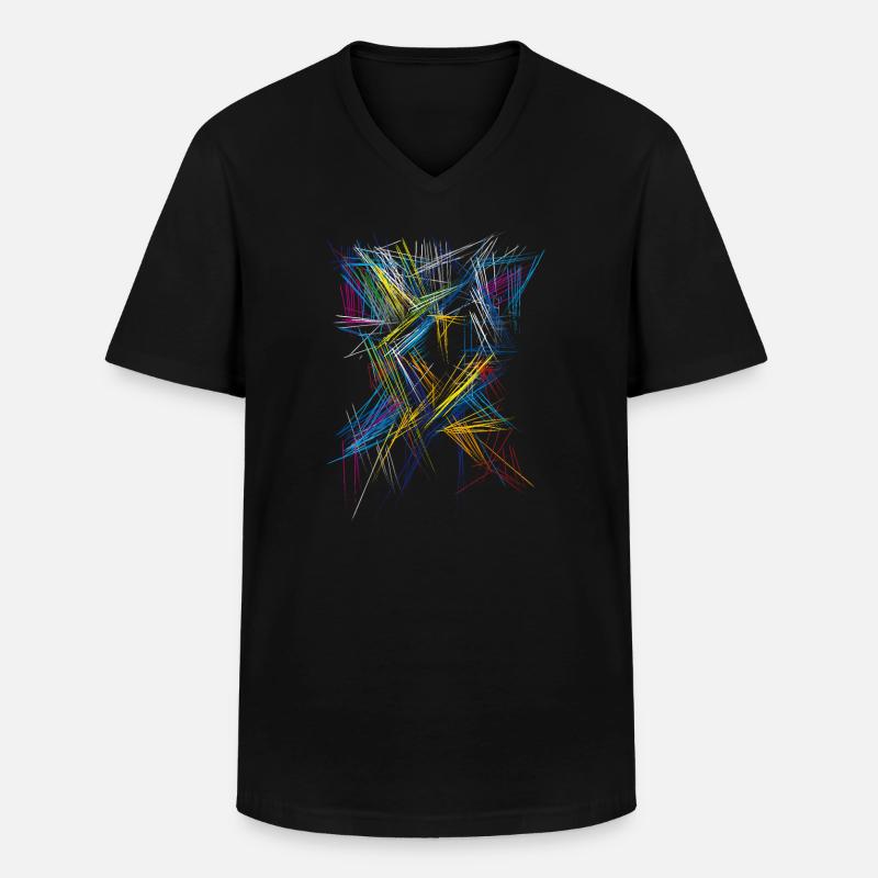 Futurismus Abstrakt - 3D Muster - Männer-T-Shirt mit V-Ausschnitt - Schwarz