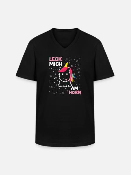 Einhorn - Männer-T-Shirt mit V-Ausschnitt - Schwarz