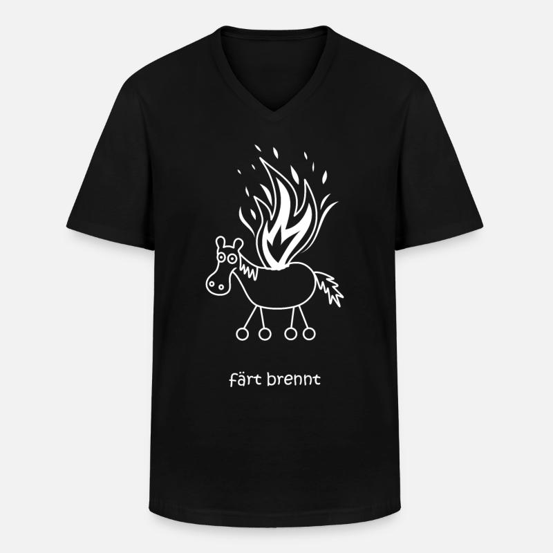 färt brennt, färt mit Rädern, Feuer, grillen Pferd - Männer-T-Shirt mit V-Ausschnitt - Schwarz