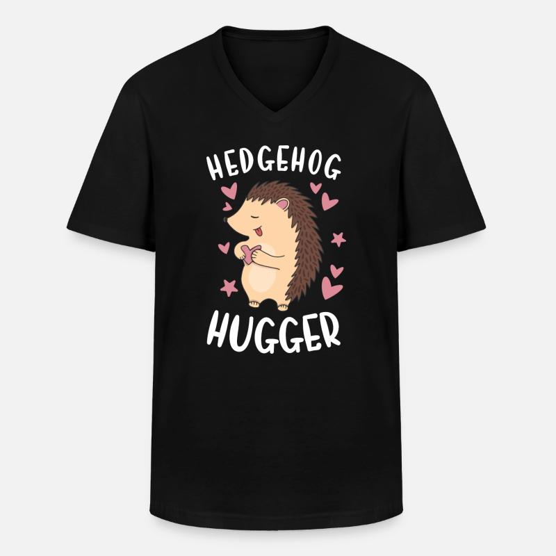 Hedgie Hedgehog Hugger Hedgehog - Männer-T-Shirt mit V-Ausschnitt - Schwarz