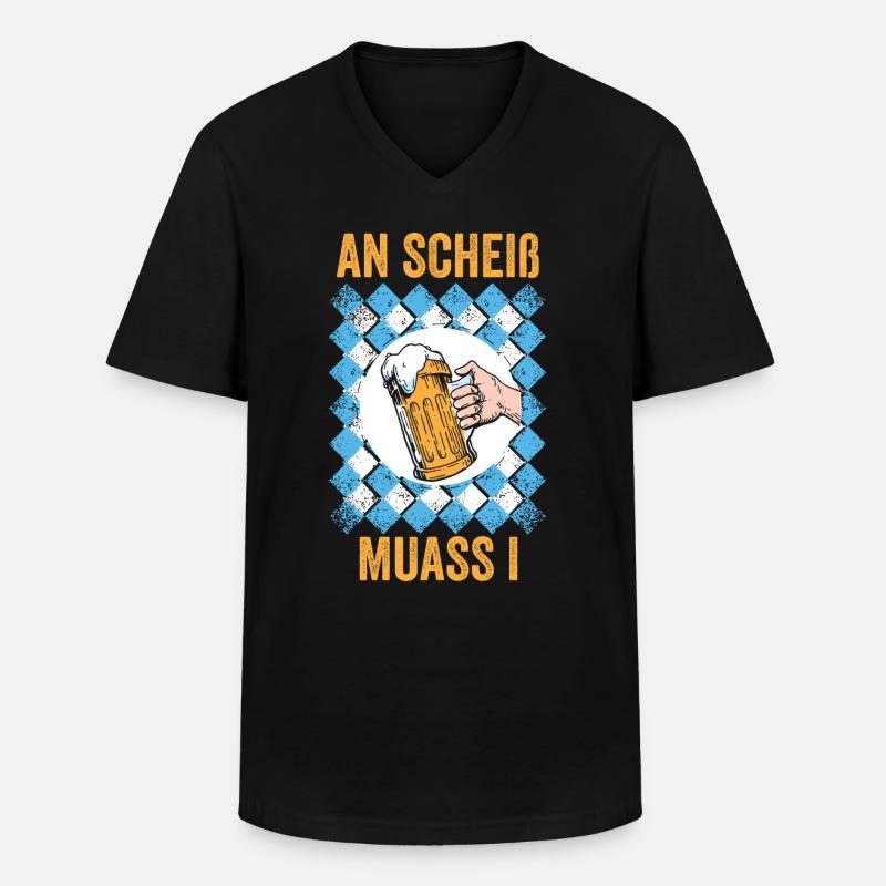 Trachten München Dirndl - Männer-T-Shirt mit V-Ausschnitt - Schwarz