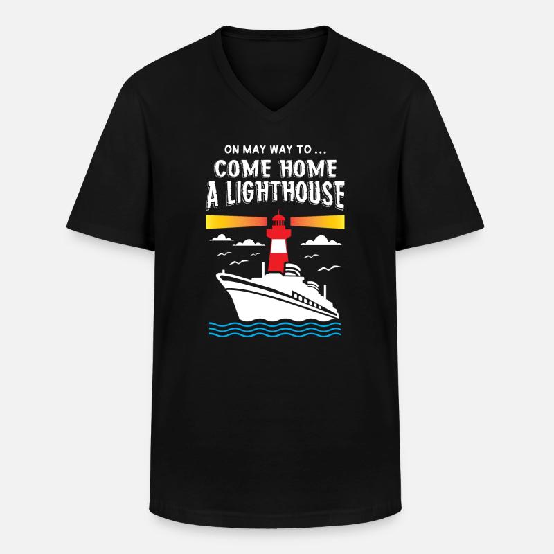 Lighthouse - Männer-T-Shirt mit V-Ausschnitt - Schwarz