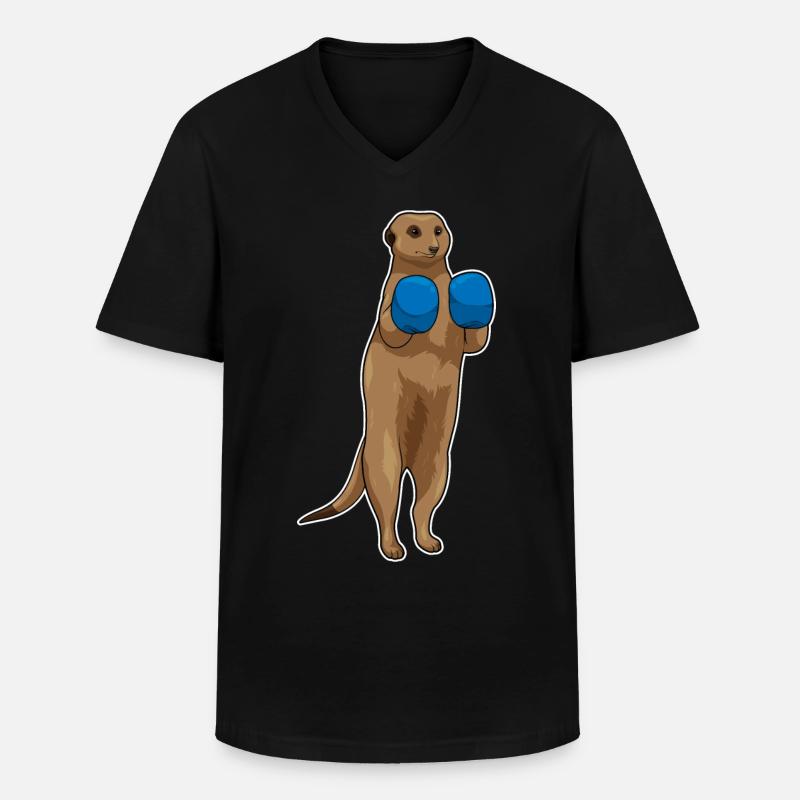 Erdmännchen Boxer Boxhandschuhe - Männer-T-Shirt mit V-Ausschnitt - Schwarz