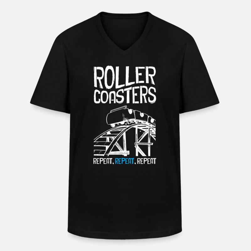 Roller Coaster Repeat - Männer-T-Shirt mit V-Ausschnitt - Schwarz