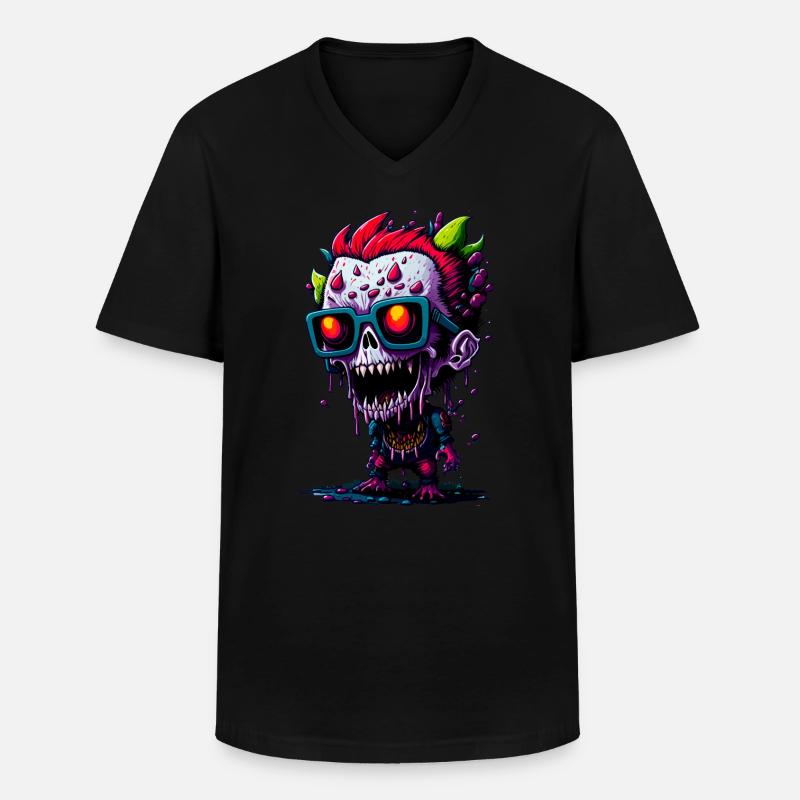 Bunter cooler Zombie - Männer-T-Shirt mit V-Ausschnitt - Schwarz