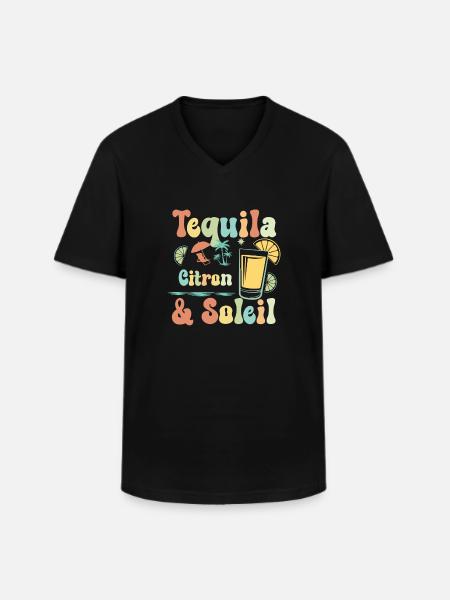Tequila, Lemon & Sun - Men's V-Neck T-Shirt - black
