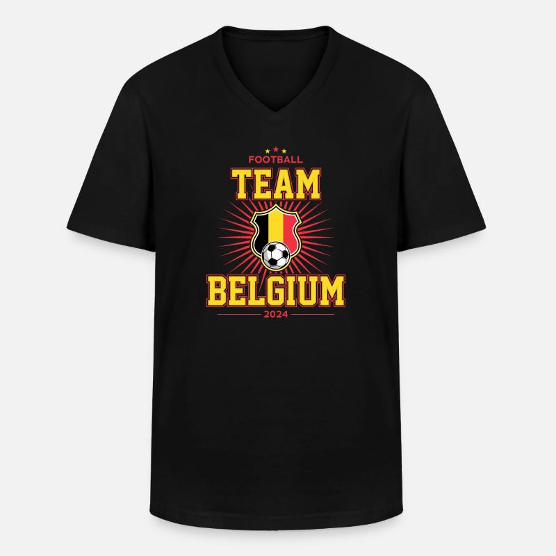 Team Belgium - Männer-T-Shirt mit V-Ausschnitt - Schwarz