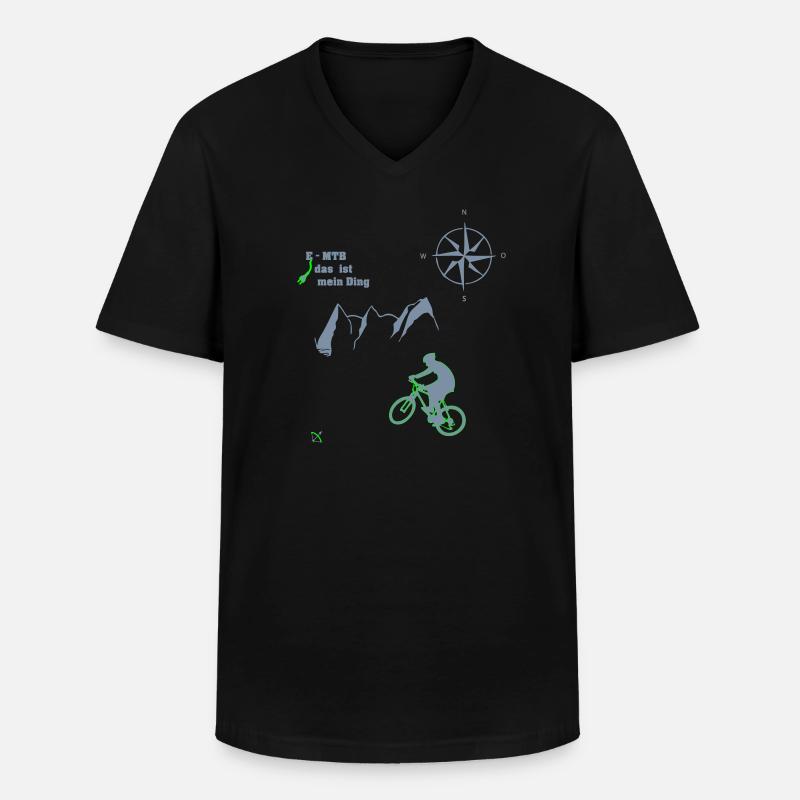 E MTB Berge - Männer-T-Shirt mit V-Ausschnitt - Schwarz