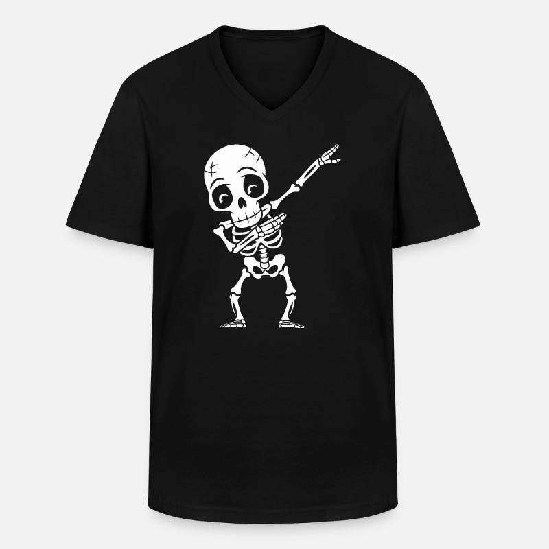 Dabbing Skelett - Männer-T-Shirt mit V-Ausschnitt - Schwarz