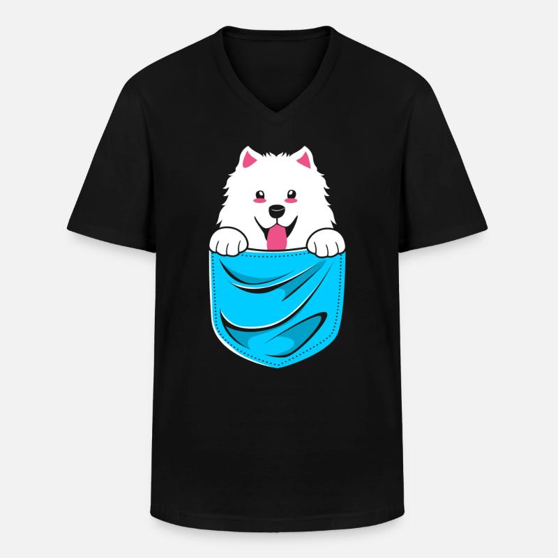 Samojede - Männer-T-Shirt mit V-Ausschnitt - Schwarz
