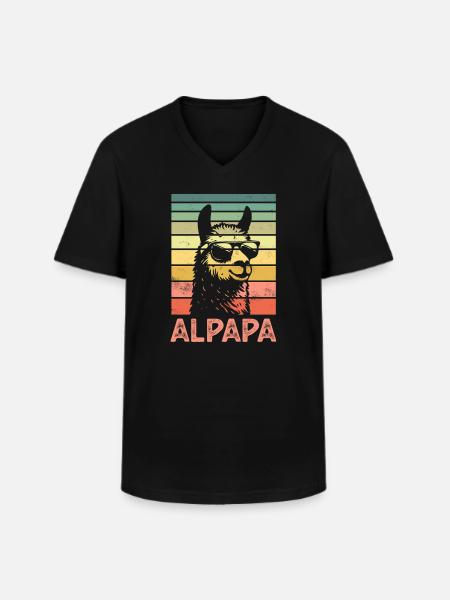 Father Dad Alpaca - Men's V-Neck T-Shirt - black