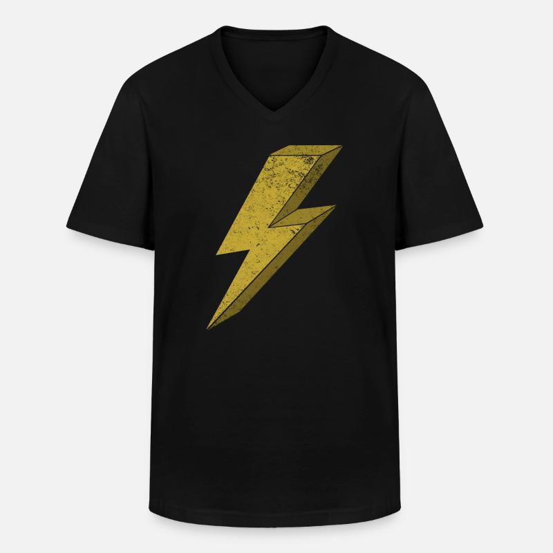 Dynamischer Blitz in Gold 3D - Männer-T-Shirt mit V-Ausschnitt - Schwarz