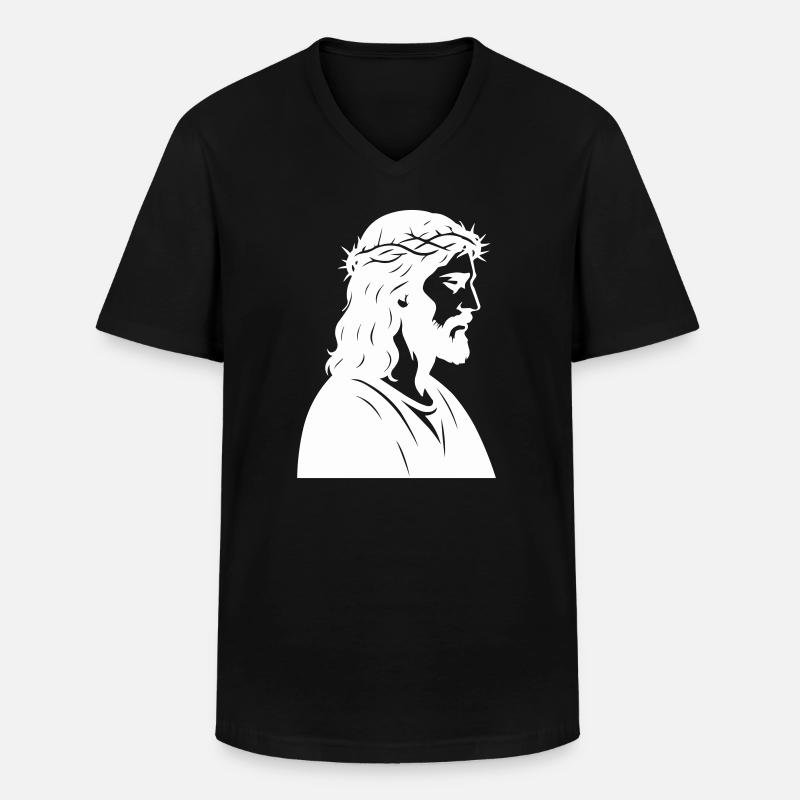 Jesus Christus Silhouette - Männer-T-Shirt mit V-Ausschnitt - Schwarz