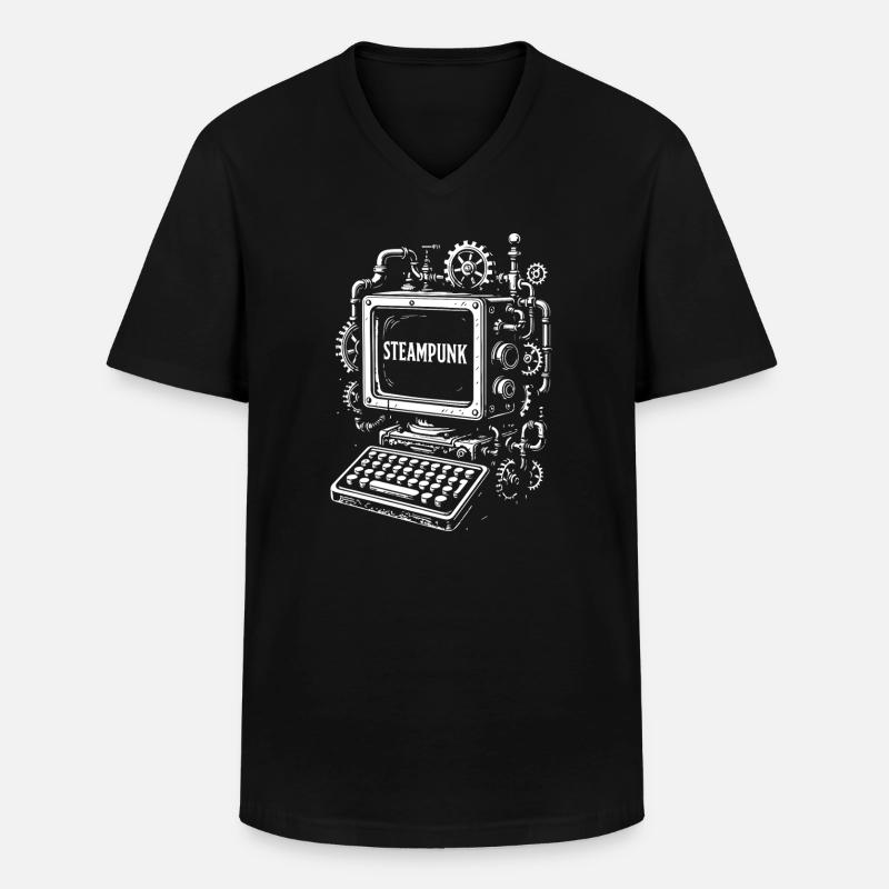 Steampunk Computer Gearwork - Men's V-Neck T-Shirt - black