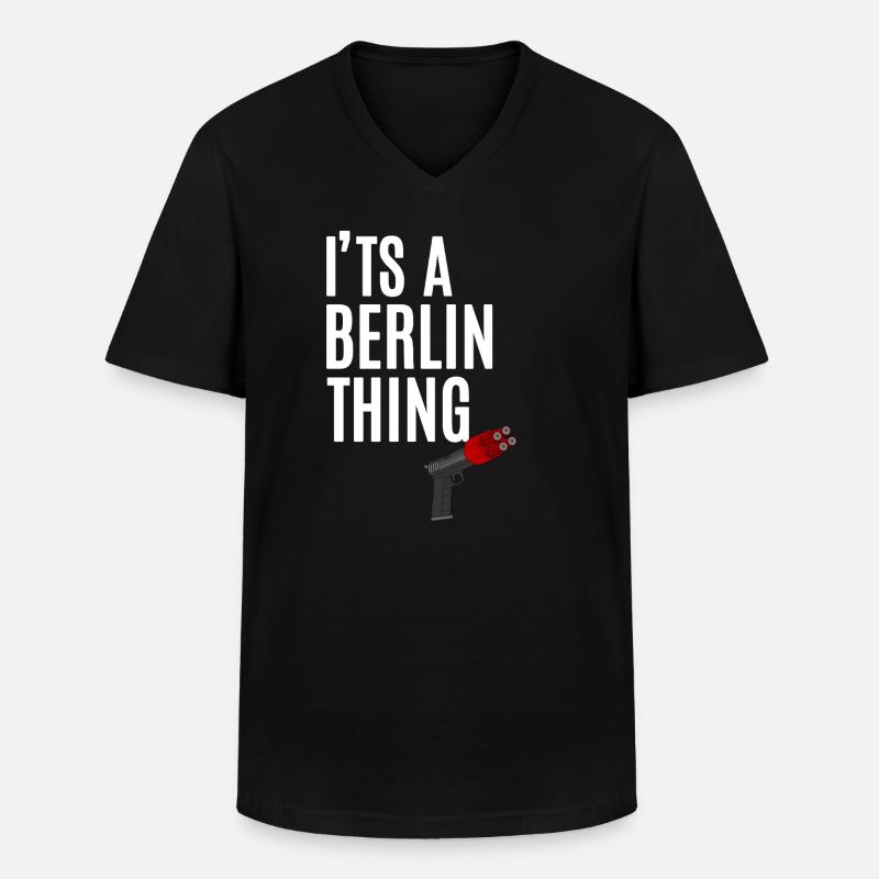 Berlin Thing Silvester - Männer-T-Shirt mit V-Ausschnitt - Schwarz
