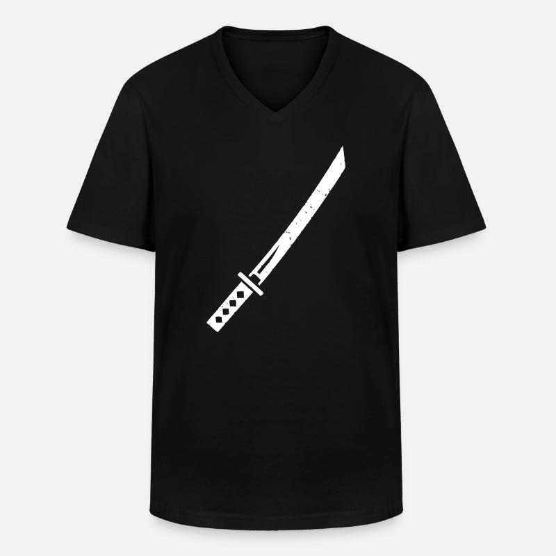 Katana Schwert Samurai Waffe Vektor - Männer-T-Shirt mit V-Ausschnitt - Schwarz