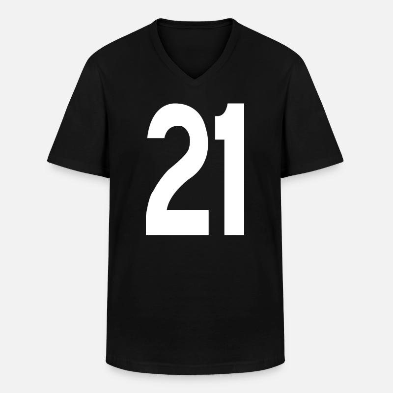 21 Nummer - Männer-T-Shirt mit V-Ausschnitt - Schwarz
