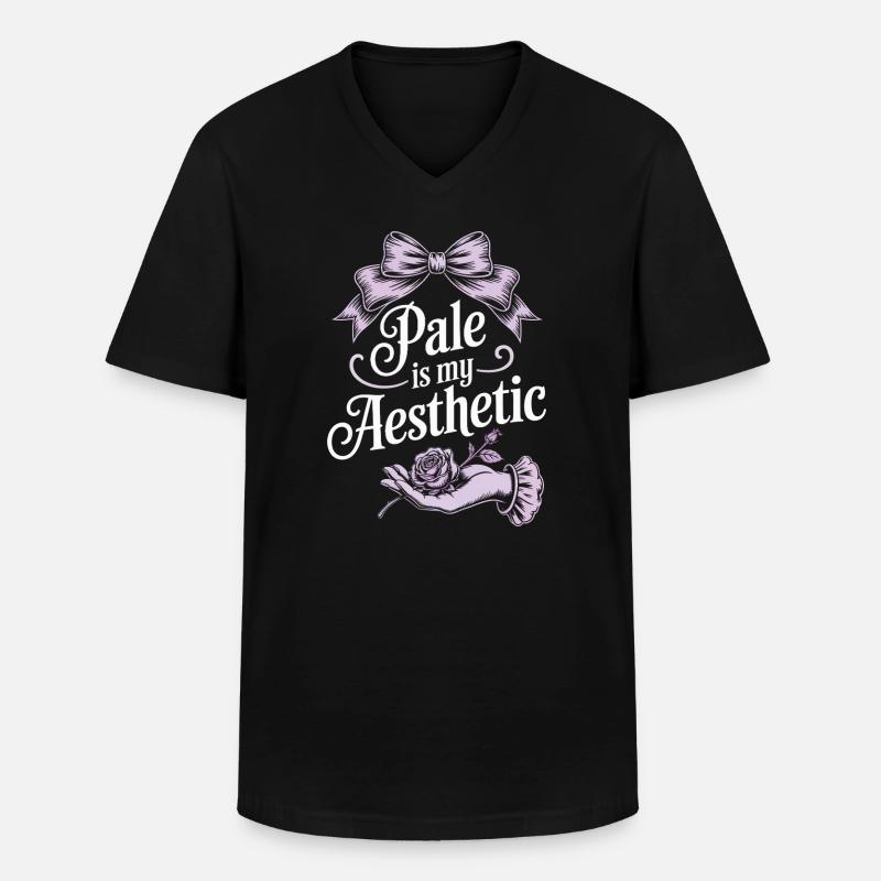 Pale Aesthetic Script with Bow - Men's V-Neck T-Shirt - black